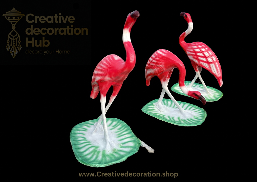 set of polyresin flamingo